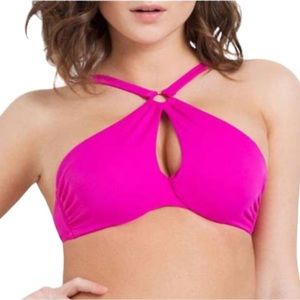 AGENT PROVOCATEUR ADRINA Cutout Halterneck Swim Top Pink Small NWT